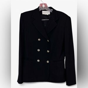 Vintage 80’s Evan Picone Women's Double-Breasted Black Blazer 6